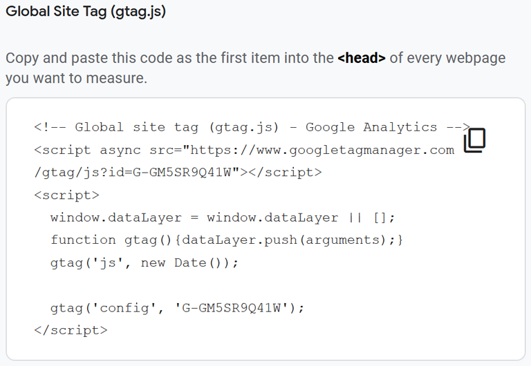 Google Analytics Setup Global Site Tag